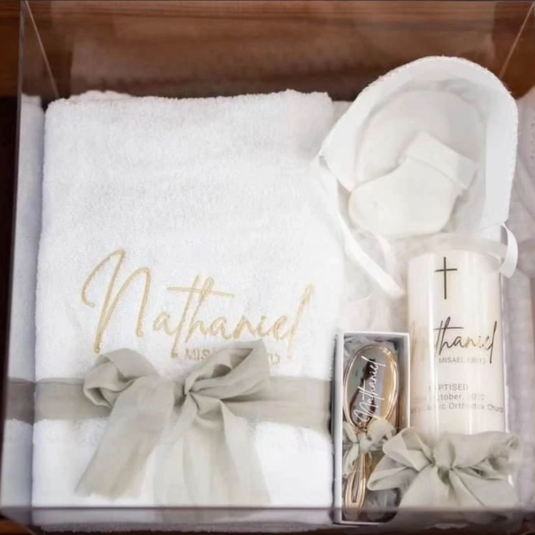 "Nathaniel" Acrylic Christening Baptism Box Set