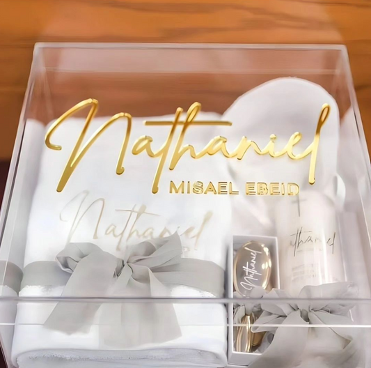 "Nathaniel" Acrylic Christening Baptism Box Set