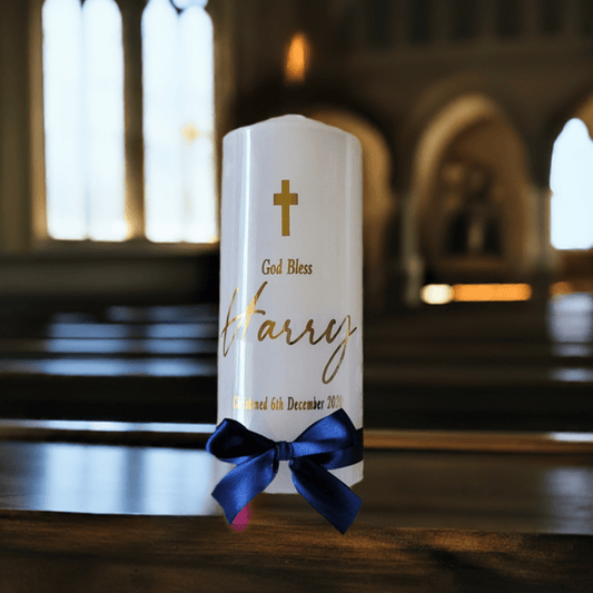 "Azure" Baptism Candle - Peek A Boo Designs