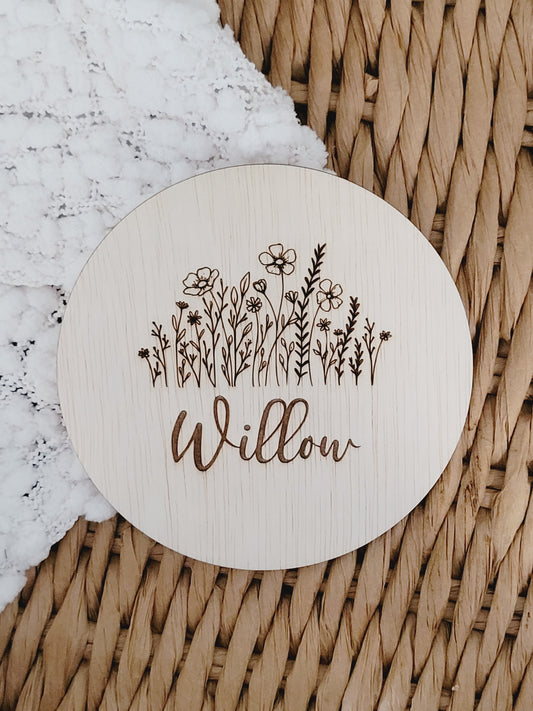 Wooden Name Plaque with florals
