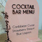 Classic Cocktail Bar Menu