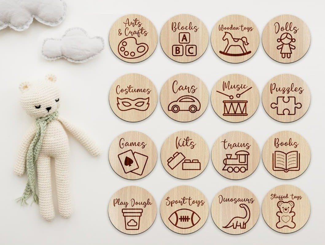 Wooden Toy room Organization Tag